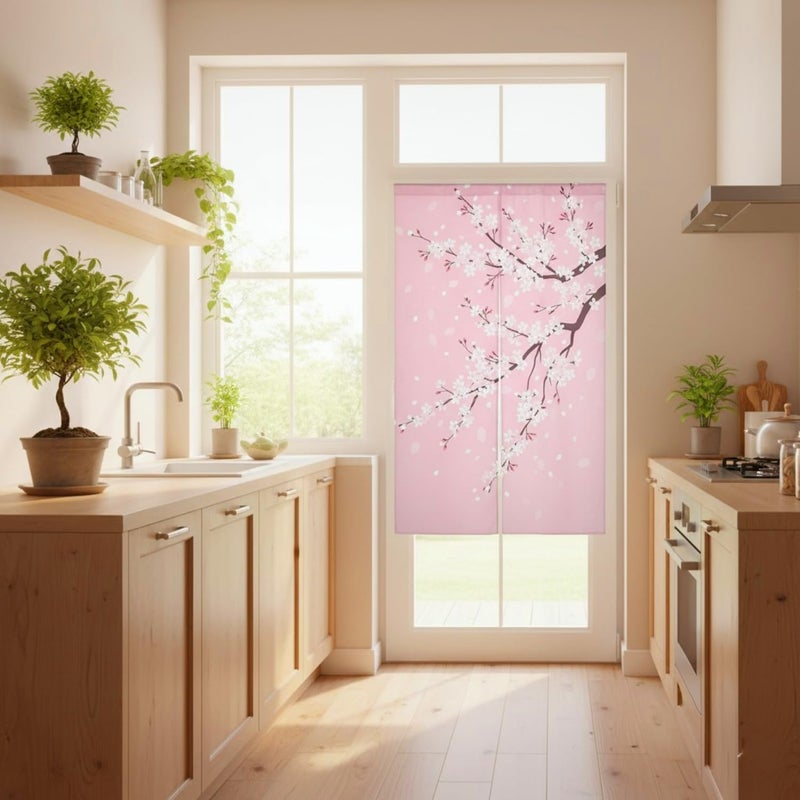I-MART ستارة نورين يابانية I-MART 59"x33" - تصميم زهر الكرز، ستائر يابانية للمدخل، ستارة زخرفية للباب للمنزل، المطبخ، غرفة النوم، المكتب، ستائر للأبواب - Image 4